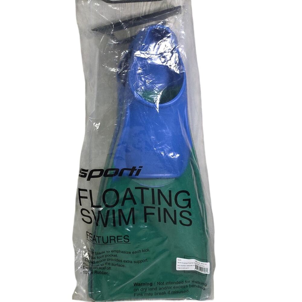 Sporti Floating Swim Fins Blue and Green Adult Mens Size 11-12 Womens 12-13